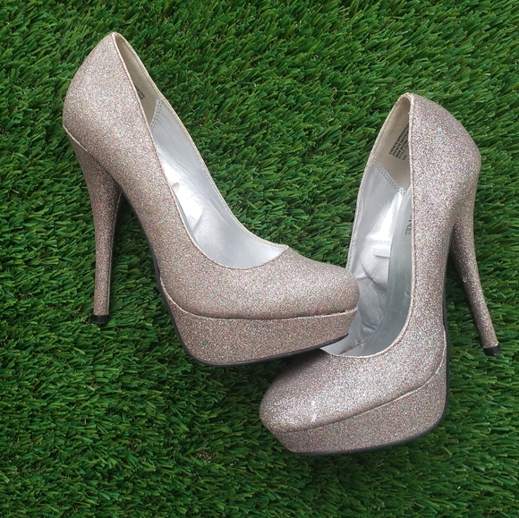 Glitter Sparkle Platform Heels - Picture 1 of 3